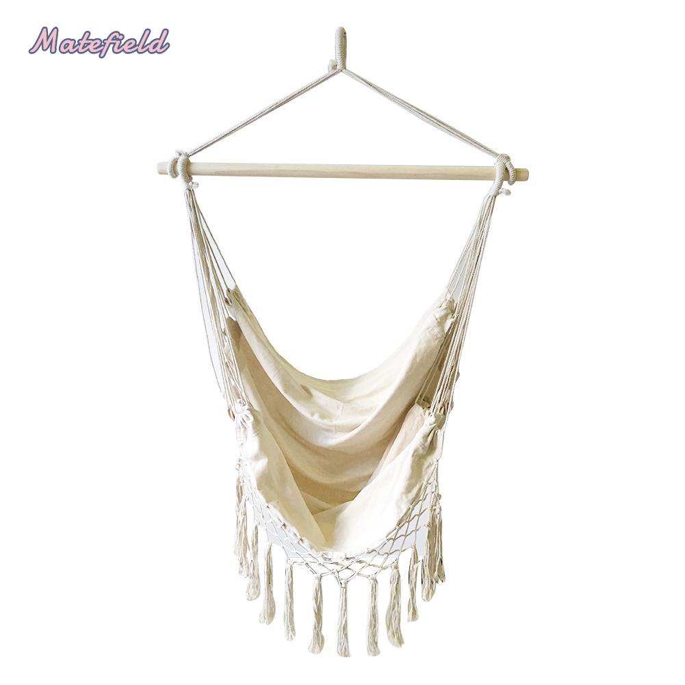 Võng treo ngoài trời bằng cotton màu trắng có tua rua chất lượng