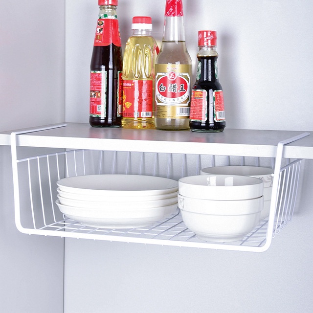 Giỏ đựng vật dụng bằng sắt treo bàn/tủ tiện dụng cho bếp