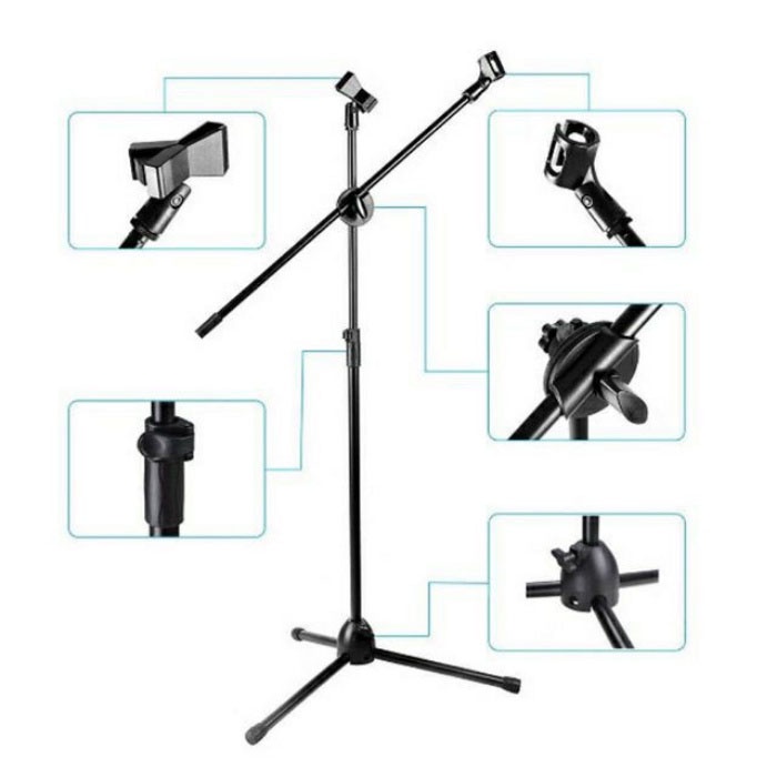 Chân đế kẹp micro BOM MIC STAND, giá đỡ mic HSON đứng phòng thu, sân khấu chuyển nghiệp