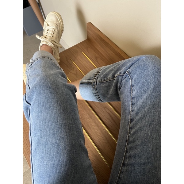 Quần slim baggy jeans gập gấu B075