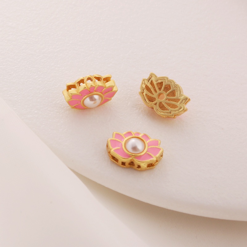 Hạt Xỏ Hình Cá/Hoa Sen/Cá Vàng 18k Màu Vàng Kim 9x14mm Làm Vòng Tay/Vòng Cổ diy