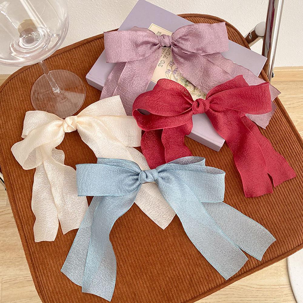 NICKOLAS Kẹp Tóc Nơ Ruy Băng Vải Satin Phối Ren Dễ Thương