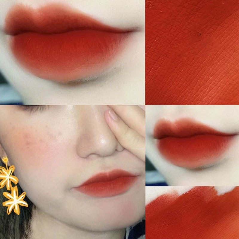 Son Môi HERORANGE đỏ lì mướt mịn thiết kế nắp vàng sang chảnh ảnh thật shop chụp