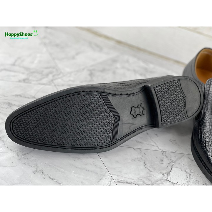 Giầy da nam kiểu lười da bò vân cá sấu Nam Happyshoes HS09 - Mẫu giay da bò công sở