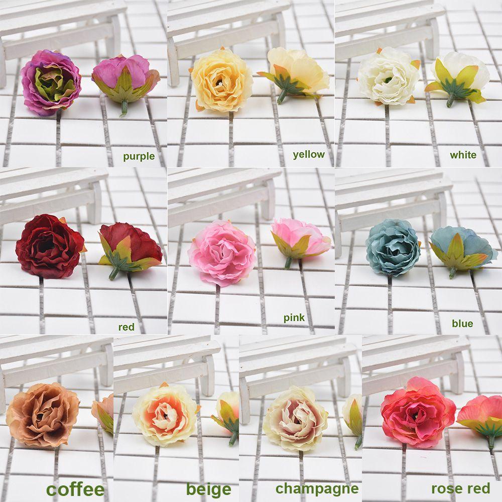 Bộ 10 Bông Hoa Mẫu Đơn Giả Bằng Lụa 3.5cm Trang Trí Nhà Cửa / Tiệc Cướ