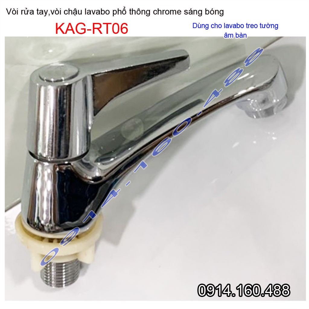 Vòi lavabo lạnh KAG-RT06, vòi chậu rửa mặt tay vuông gạt chome bóng nước mạnh sử dụng tốt siêu bền