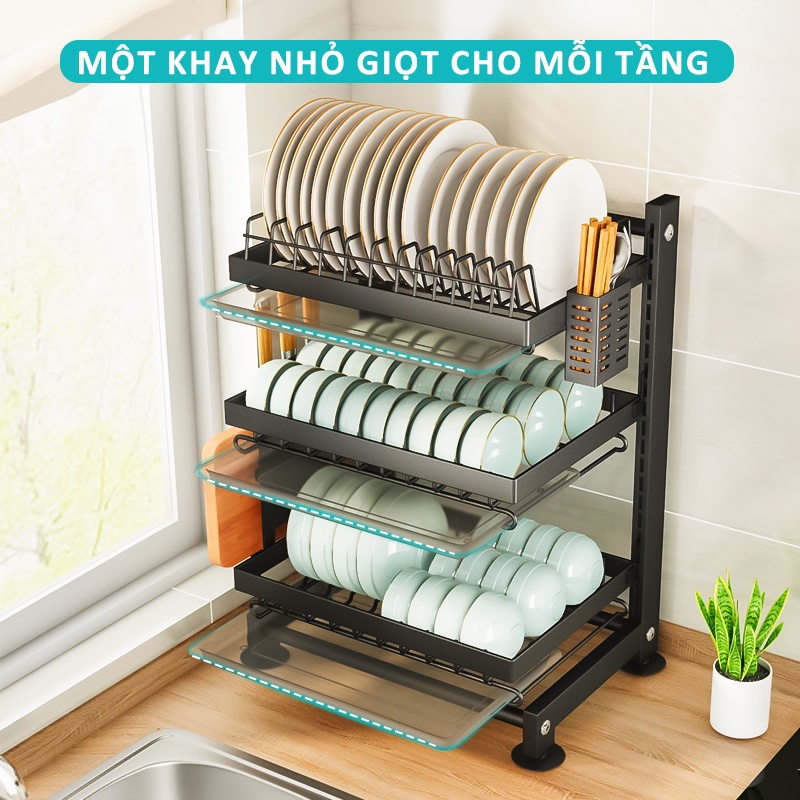 GSlife Kệ Để Chén Bát Đĩa Treo Tường Đa Năng - Thép Carbon Cao Cấp Màu Đen ,Không Cần Lắp Đặt Khoan