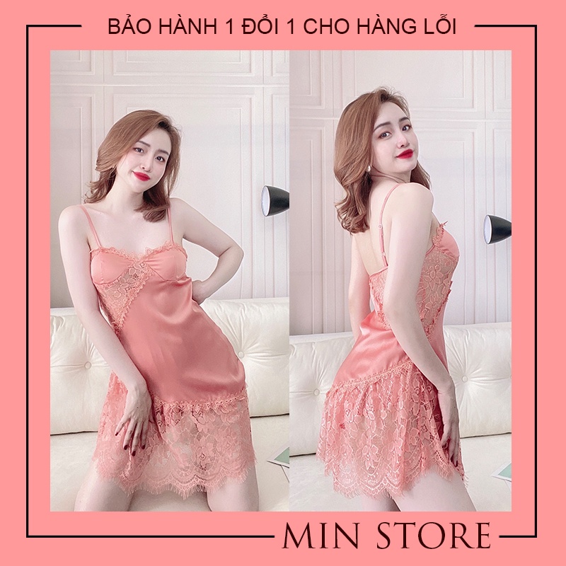 Váy ngủ sexy gợi cảm 2 dây cao cấp lụa satin Min Shop VN1008