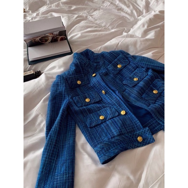 {ORDER} Áo dạ tweed thiết kế QCCC màu xanh mới 2022
