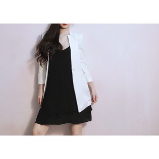 Khoác vest blazer 1 nút bọc tay lửng