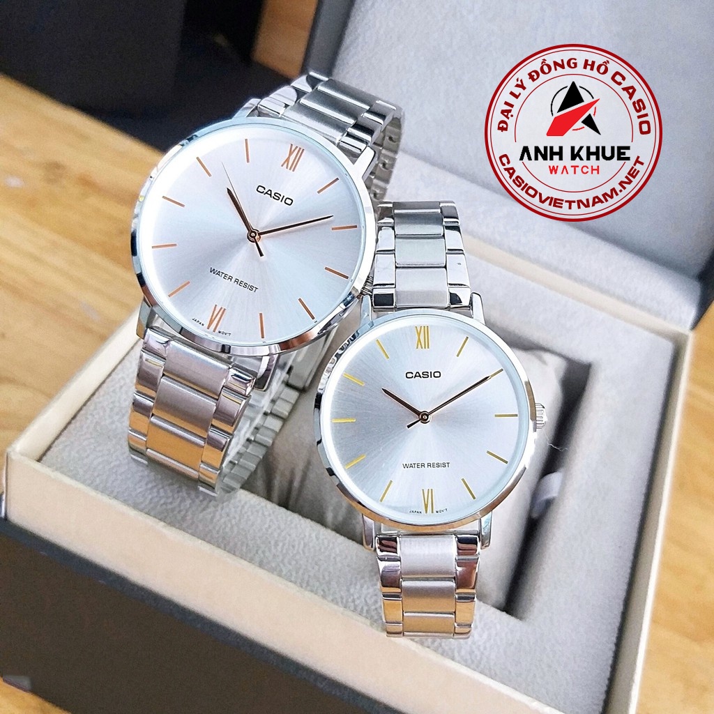 Đồng Hồ Casio Nam MTP-VT01D-7BUDF Dây Kim Loại - Nền Trắng - Vạch Mạ Vàng