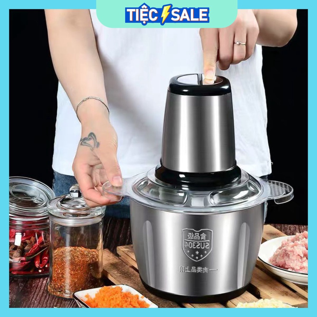Máy Xay Thịt, xay củ quả Cối Inox 4 Lưỡi Kittchen Expert chính hãng, Công suất 250W- BẢO HÀNH 6 THÁNG
