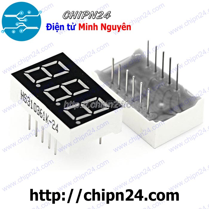 [1 CON] (F24) Led 7 Đoạn 0.36 inch 3 Số Anot chung (Sáng Đỏ)