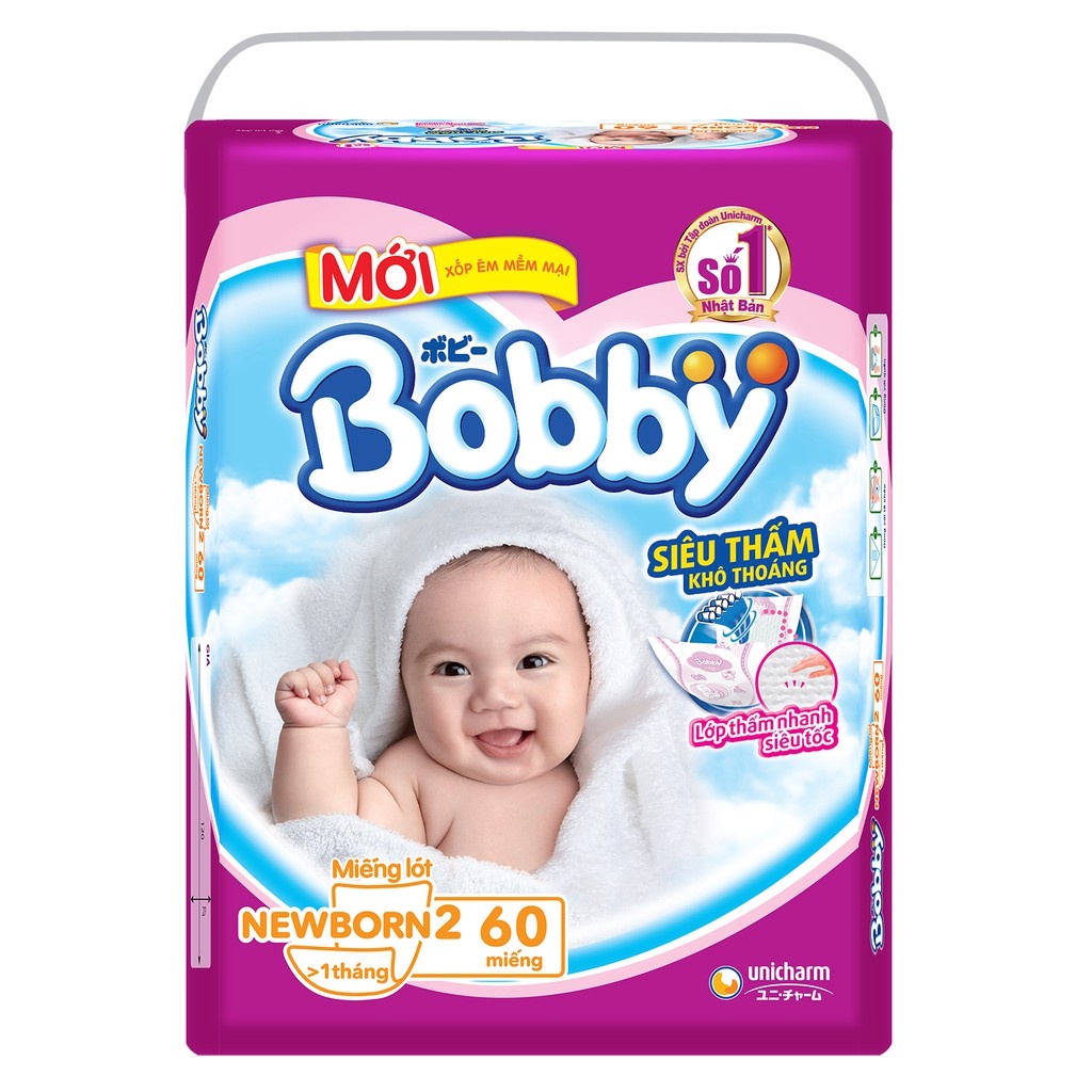 [Khuyến Mãi] Miếng lót Bobby Newborn 1_108 miếng,Bobby Newborn 2 60 miếng