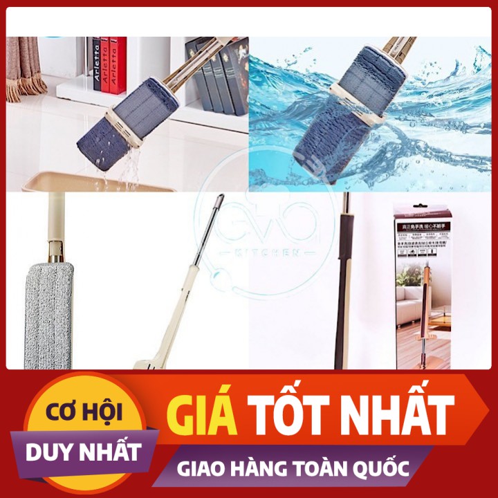 [xả kho] Cây Lau Nhà Tự Vắt Phẳng Thông Minh Spin Mop Xoay 360 Độ_ Tặng Kèm Hai Bông Lau