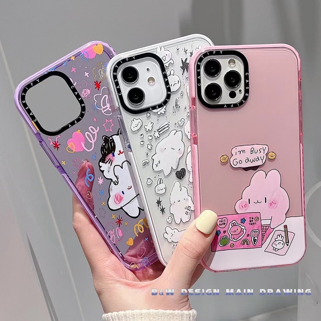 Hoạt Hình Ốp Điện Thoại Mềm Trong Suốt Chống Sốc Hình Thỏ graffiti Cho iphone 15 pro max 14 13 12 11