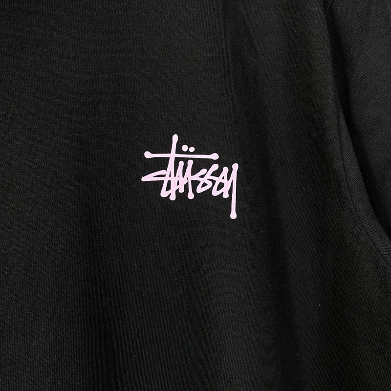 Áo Thun Form Rộng Tee S.tussy Chữ Hồng Cotton 100%