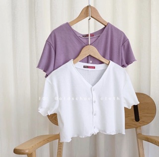 [Áo Nữ] Áo croptop 4 cúc vạt ullzang siêu hot