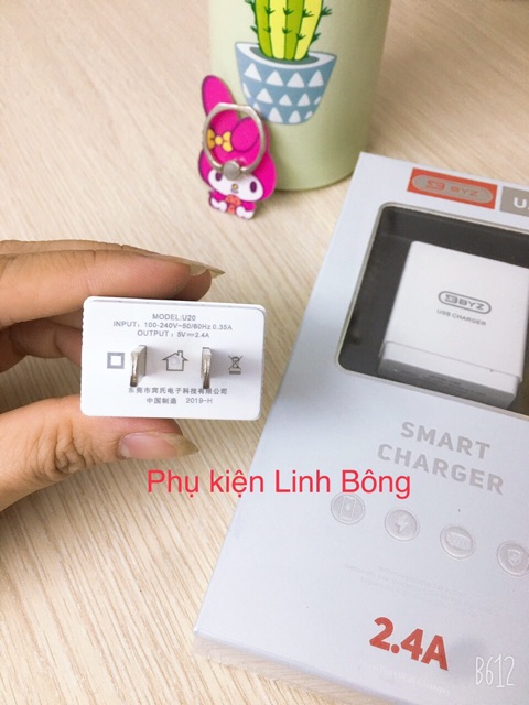 Củ sạc nhanh 2 cổng 2.4A BYZ -Chính hãng - Bảo vệ dòng điện