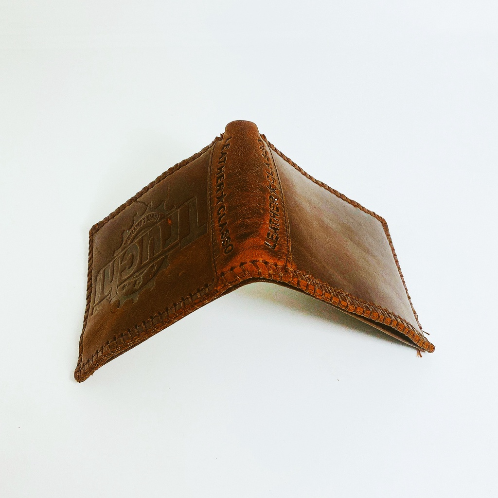 Ví nam thời trang cao cấp da bò thật kiểu dáng khâu viền hiệu Leather Collection JJKVTRUCHI