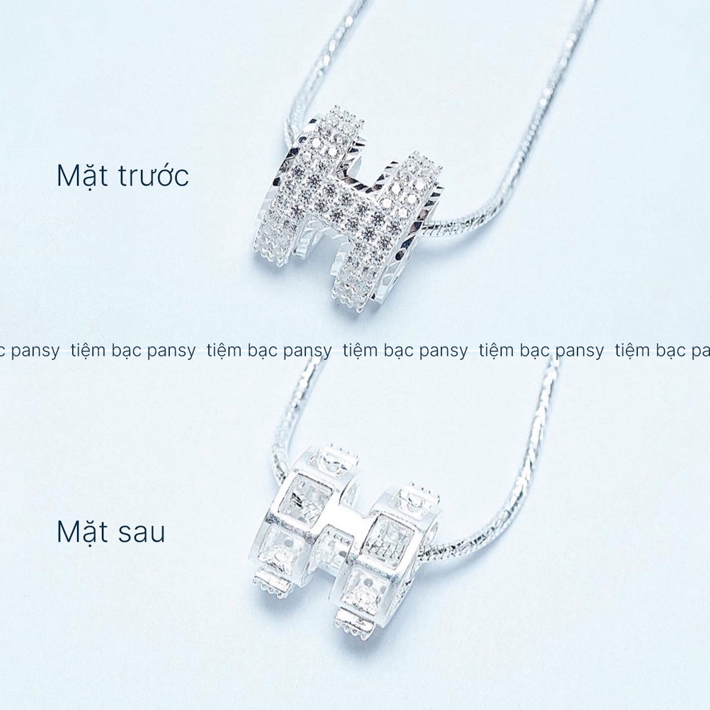 Vòng cổ nữ bạc ta chữ H nạm đá cao cấp - Dây chuyền bạc nữ PANSY