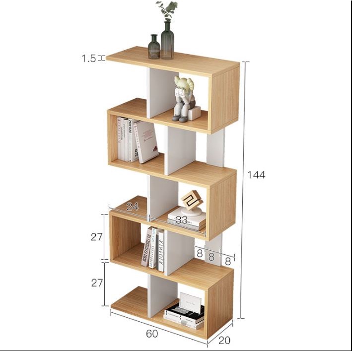 Kệ gỗ ziczac trang trí, kệ sách thông minh, cho ngôi nhà của bạn thêm phần sang trọng chất gỗ MDF (tất cả màu gỗ)