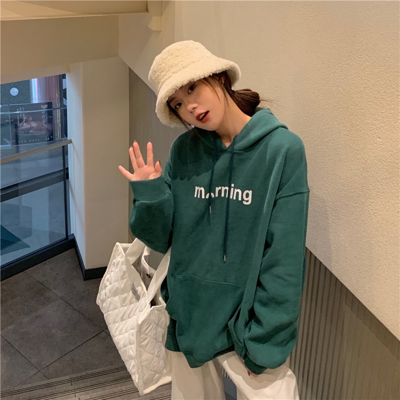 SUXI Áo Hoodie Tay Ngắn Dáng Rộng Thời Trang Mùa Thu Cho Nữ
