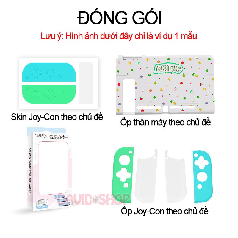 Bộ ốp thân máy & case Joy-Con kèm skin Joy-Con hãng Akitomo cho Nintendo Switch