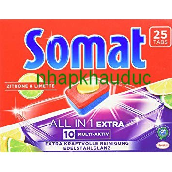 viên rửa chén bát somat 25 viên all in one