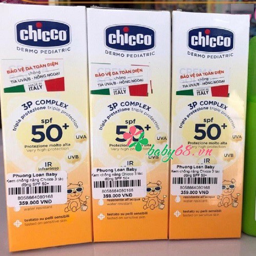 Kem chống nắng Chicco 3 tác động SPF 50+