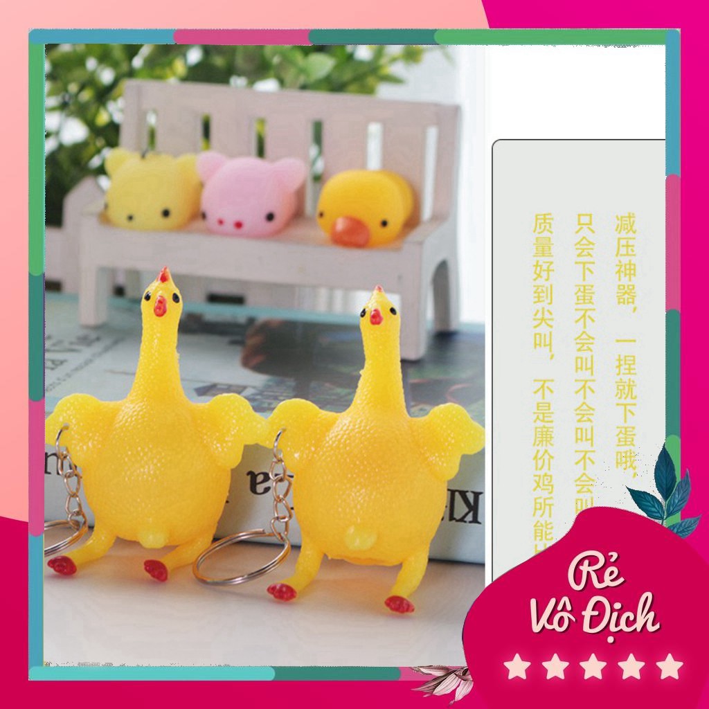 MeTom Set 5 con gà đẻ trứng, gà mái bóp vui nhộn, móc khóa gà đẻ trứng, đồ chơi sáng tạo xả stress