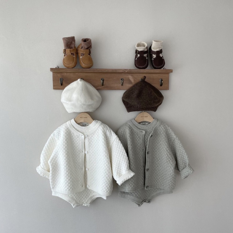 Bộ Áo Liền Quần Bằng Cotton Dệt Kim Phong Cách Hàn Quốc Dành Cho Bé Trai Gái 8 Tháng Tuổi