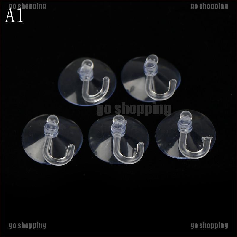 {go shopping}5pcs Bathroom Kitchen Glass Clear Suction Cup Hook Wall Hangers