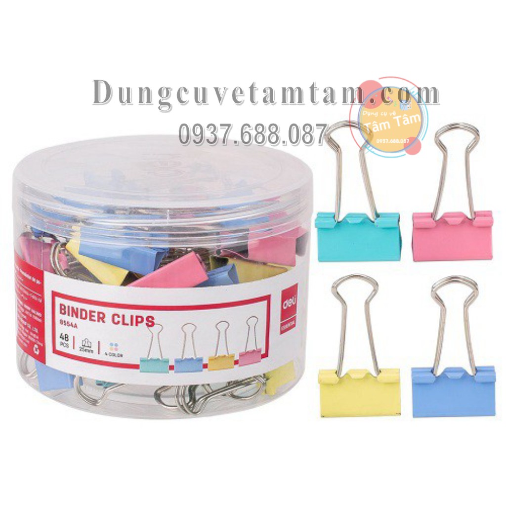 [ TÂM TÂM ]-Kẹp bướm màu 15mm/19mm/25mm/32mm/41mm/51mm, Kẹp bướm màu Deli