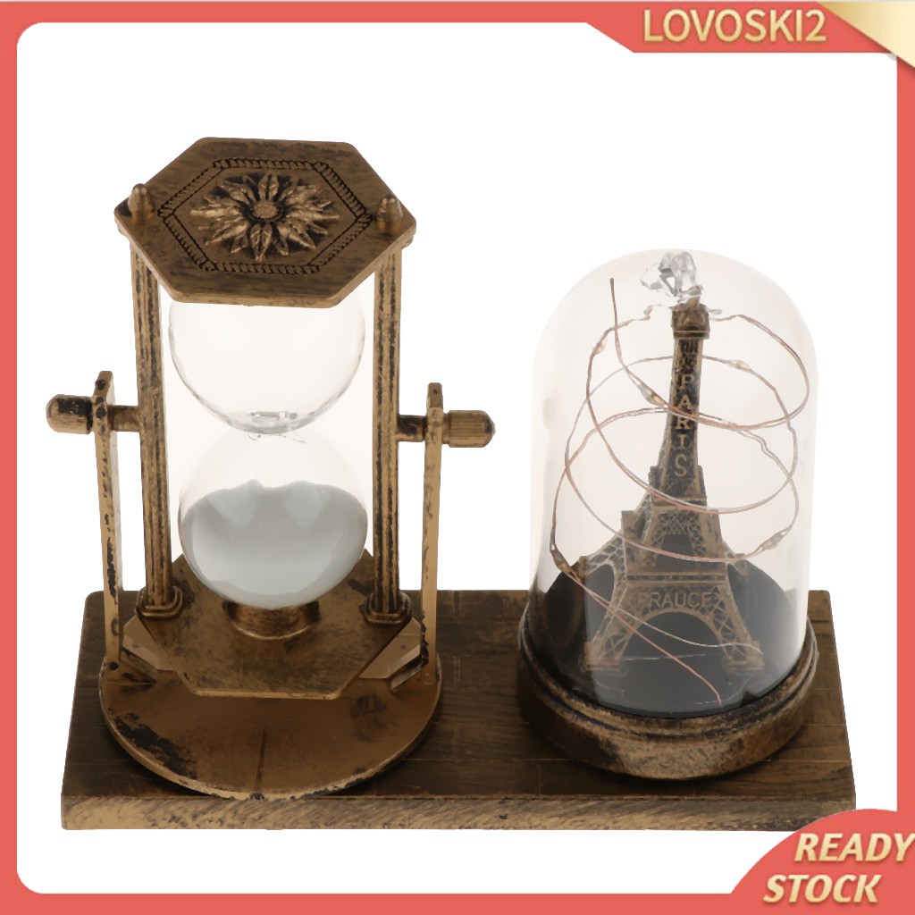 Hourglass Sand Timer with Built-in Light for Wine Cabinet Decor-Golden