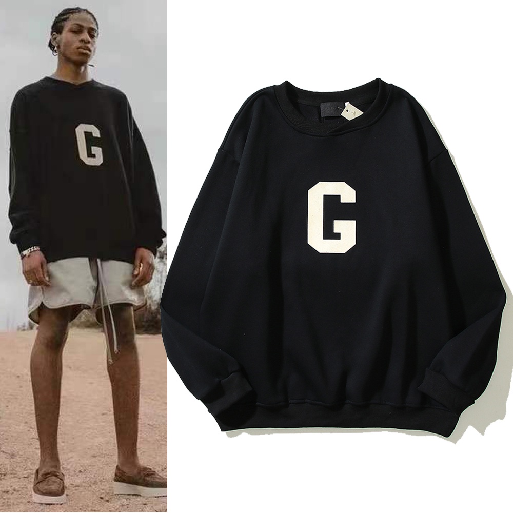 Spot FOG FEAR OF GOD G Áo sweater Dáng Rộng In Chữ flocking Đường Phố