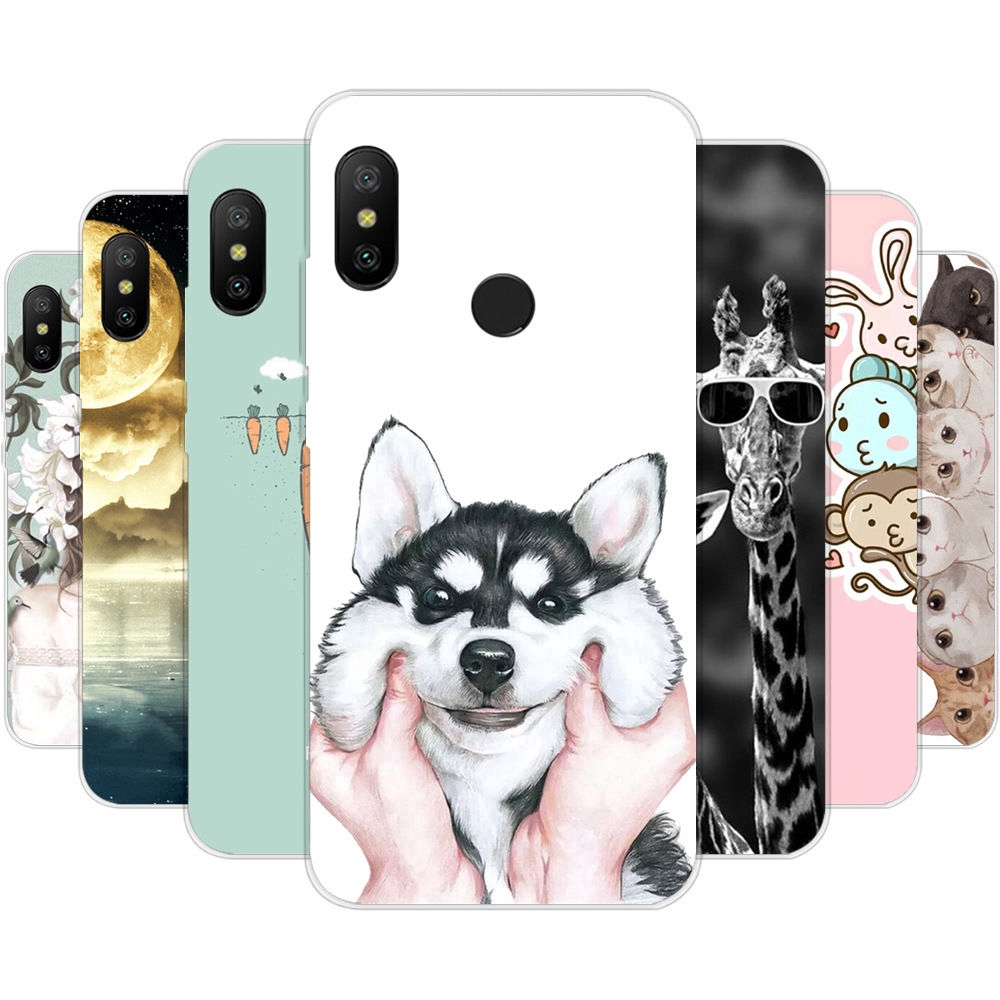 Red Mi note6 pro mobile phone case full edge silicone ultra-thin tpu personalized color painting cute cat transparent protection soft cover