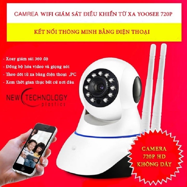 Camera Wifi, an ninh, giám sát Yoosee 2 râu 2 angten camera ip yoosee Bền - Tốt