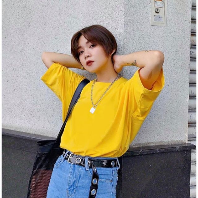 [Mã SKAMA06 giảm 8% tối đa 50K đơn 250K] Áo Thun Trơn Oversize Vàng Tươi Unisex | BigBuy360 - bigbuy360.vn