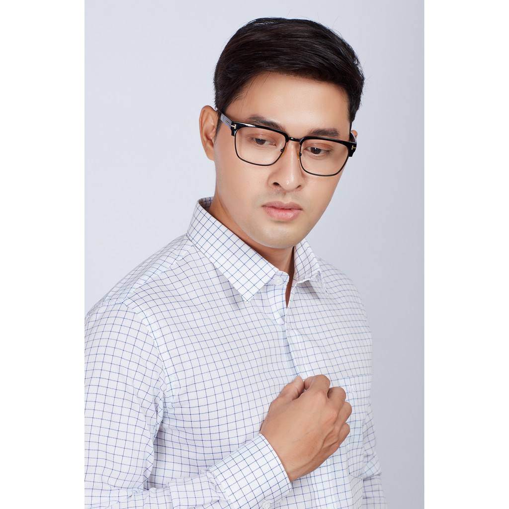 Áo sơ mi nam mattana Slim fit dài tay trắng sọc ca rô MAM29190011704353