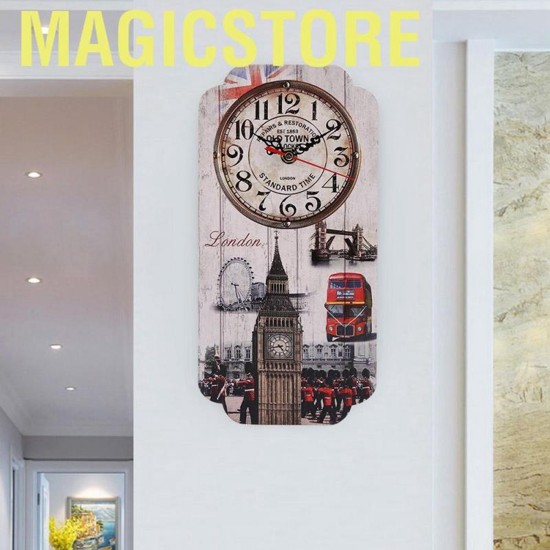 Magicstore European Retro House Rectangle Living Room Decoration Wall Clock Bar Clocks Fashion