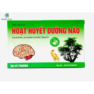 Hoạt Huyết Dưỡng Não ĐẠI UY (Hộp 5 vỉ x 20 viên)