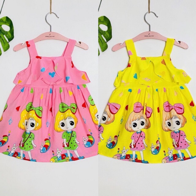 SIZE 2-9 (10-30KG) VÁY ĐẦM BÉ GÁI VẢI TOLE HIỆU MIKI IN HÌNH BÉ GÁI