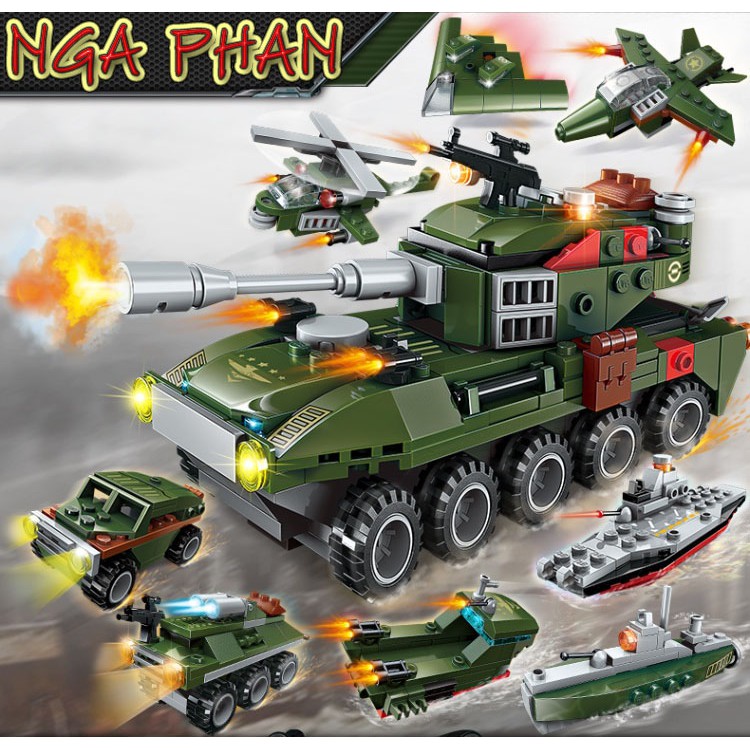 Siêu Xe Tăng 361 Chi Tiết 8 trong 1 Đồ Chơi Xếp Hình Lắp Ráp Enlighten Qman