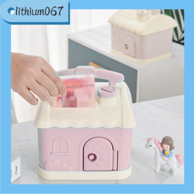Lithium067 Nhà Con Heo Đất Màu Hồng Phim Hoạt Hình Thiết Kế Ngôi Phát Triển Thói Quen Tiết Kiệm Trẻ Em Bằng Nhựa bền Cho Hóa Đơn Tiền Xu