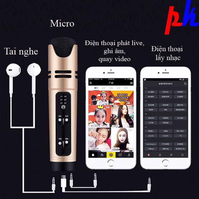 [Mã ELHACE giảm 4% đơn 300K] Mic C16 hát livestream thu âm, đầy đủ phụ kiện tặng tai nghe