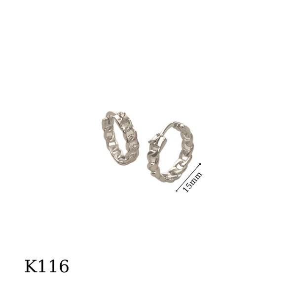 Khuyên bông tai nữ bạc cao cấp mắt xích tròn cá tính, phong cách Hàn Quốc | HARMONY ACCESSORIES K116