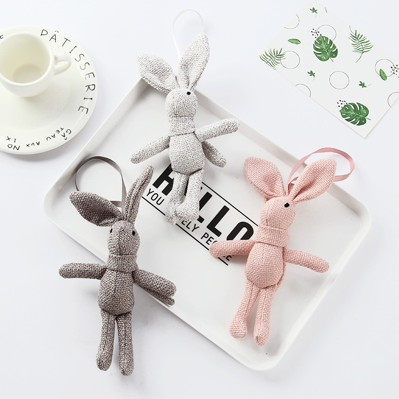 Móc khóa thỏ nhồi bông mềm mại đáng yêu