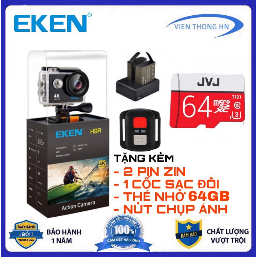 tặng thẻ nhớ 64gb Camera hành trình 4k Eken H9r bản mới V9 v8 v7 camera wifi xe máy oto phượt chống nước chống rung | BigBuy360 - bigbuy360.vn