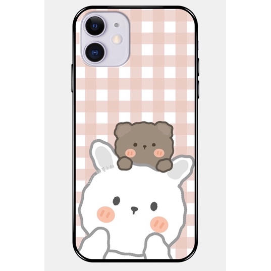 Ốp lưng in hình thỏ gấu cute viền đen lưng nhám cứng 5/5s/6/6plus/6s/6splus/7/7plus/8/8plus/x/xs/11/12/pro/max